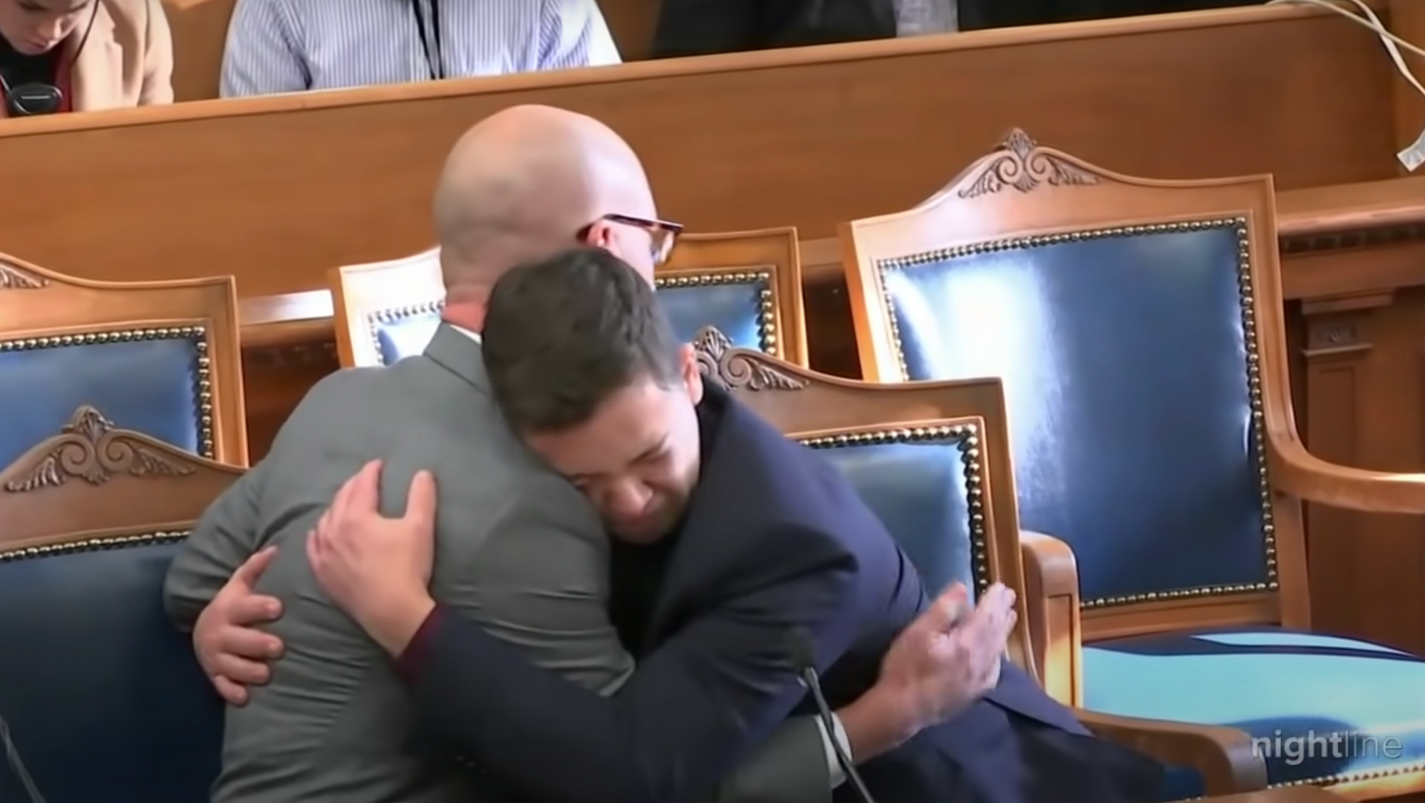Kyle Rittenhouse embraces his lawyer after the verdict is read. Screenshot: ABC News