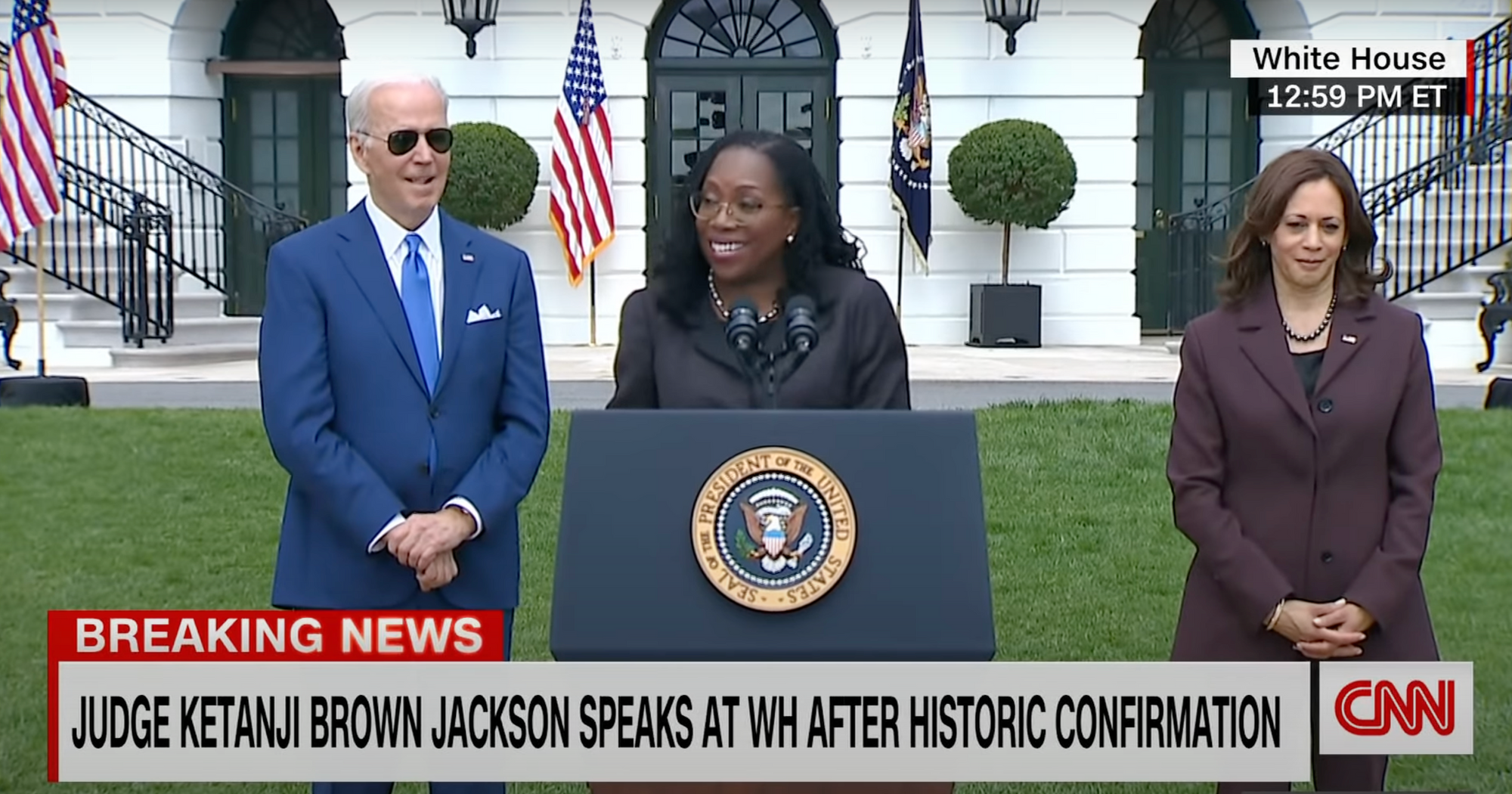 Ketanji Brown Jackson speaks at the White House after being confirmed. Photo: CNN screenshot