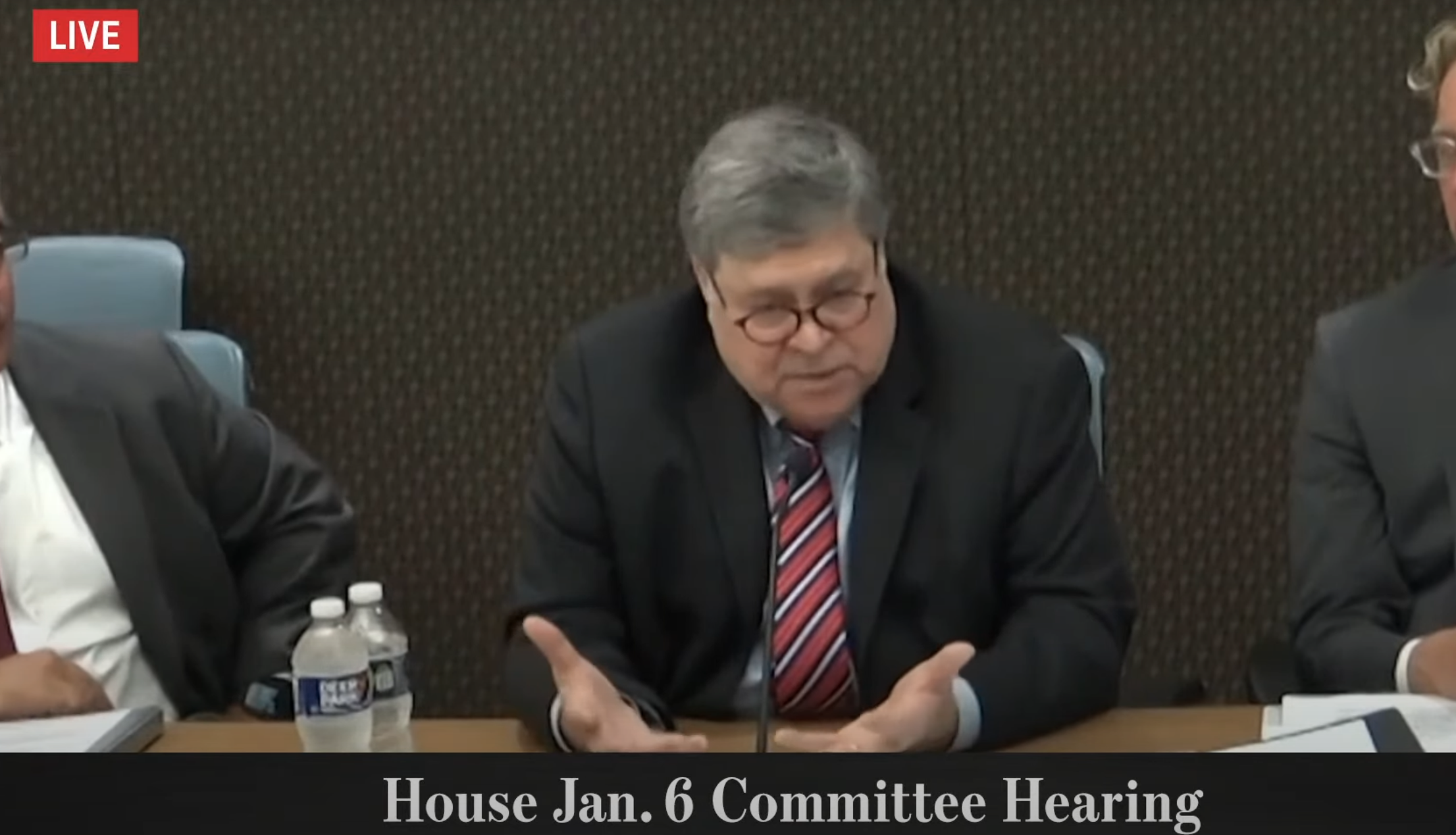 Video footage of William Barr testifying to Congressional investigators. Screenshot: WSJ
