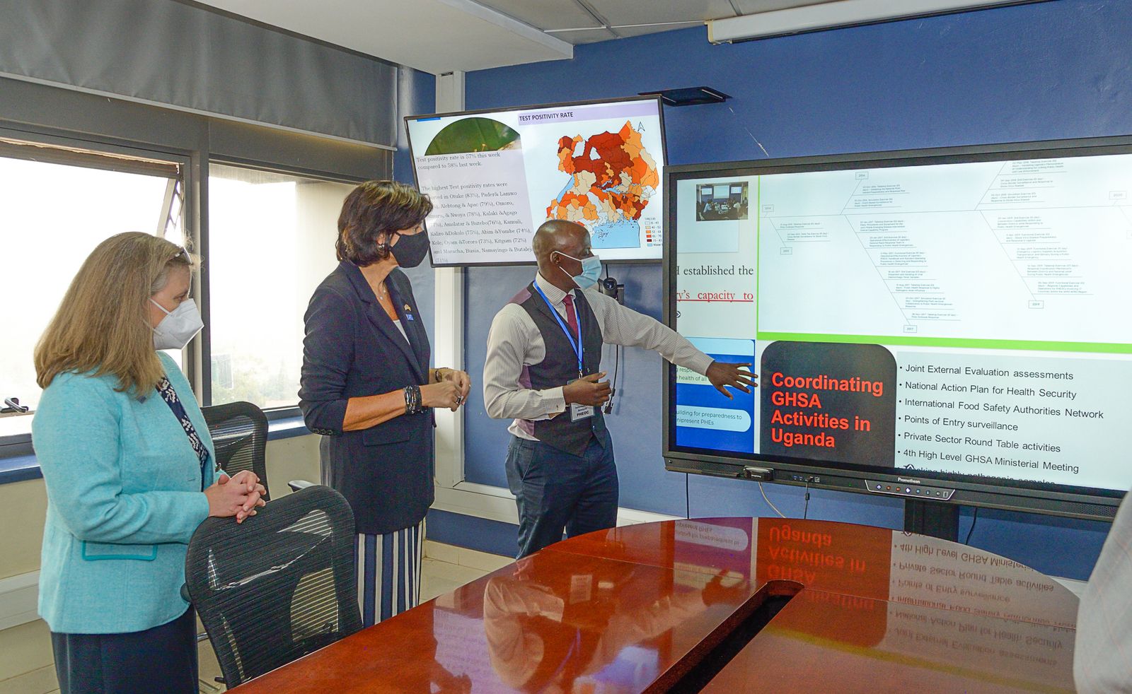 CDC director Rochelle Walensky (center) on a trip in Uganda. Photo: U.S. Mission Uganda