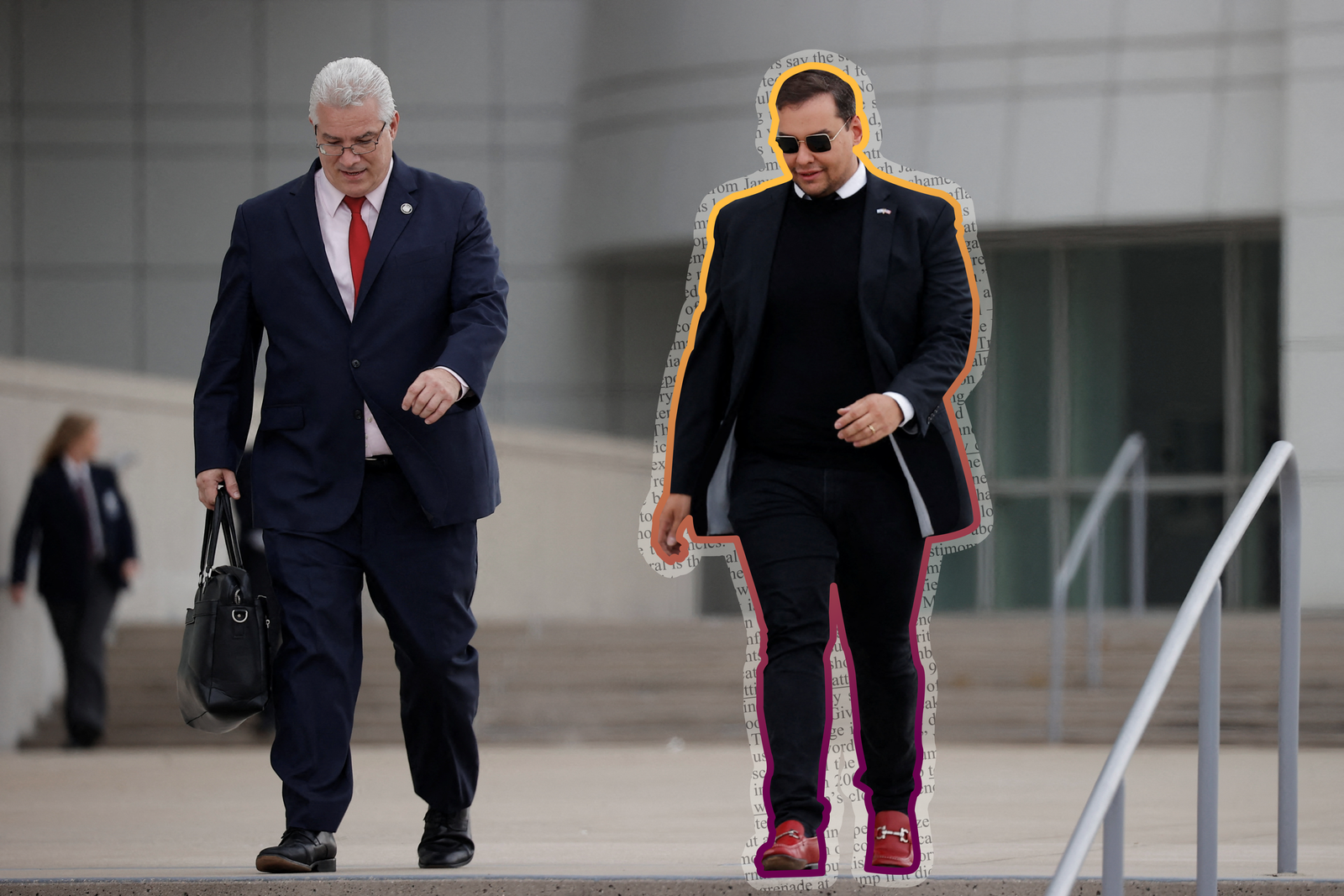 Rep. George Santos (R-NY) before his hearing in Central Islip, NY, in 2023 | REUTERS/Eduardo Munoz, edited by Russell Nystrom