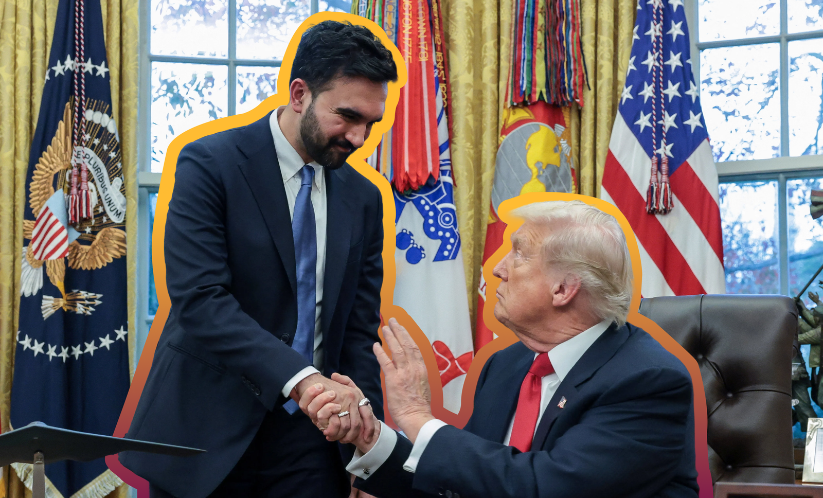 President Donald Trump and New York City Mayor-elect Zohran Mamdani in the Oval Office | REUTERS/Jonathan Ernst, edited by Russell Nystrom