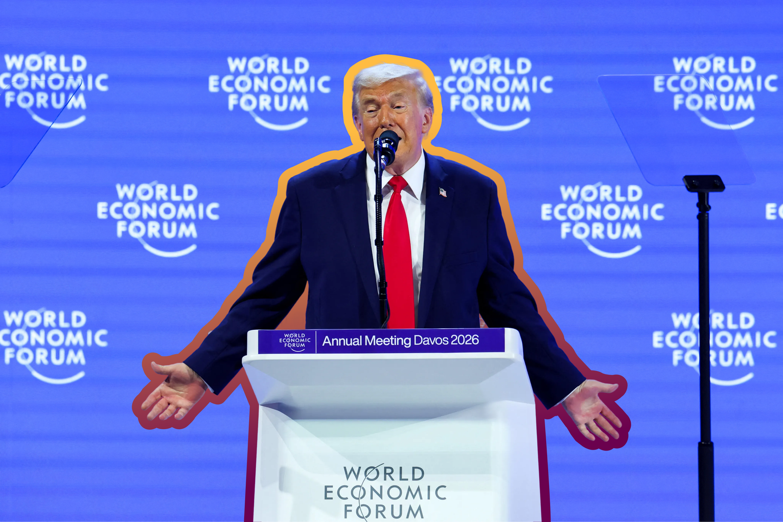 President Donald Trump speaking at the World Economic Forum (WEF) meeting in Davos, Switzerland | REUTERS/Denis Balibouse, edited by Russell Nystrom