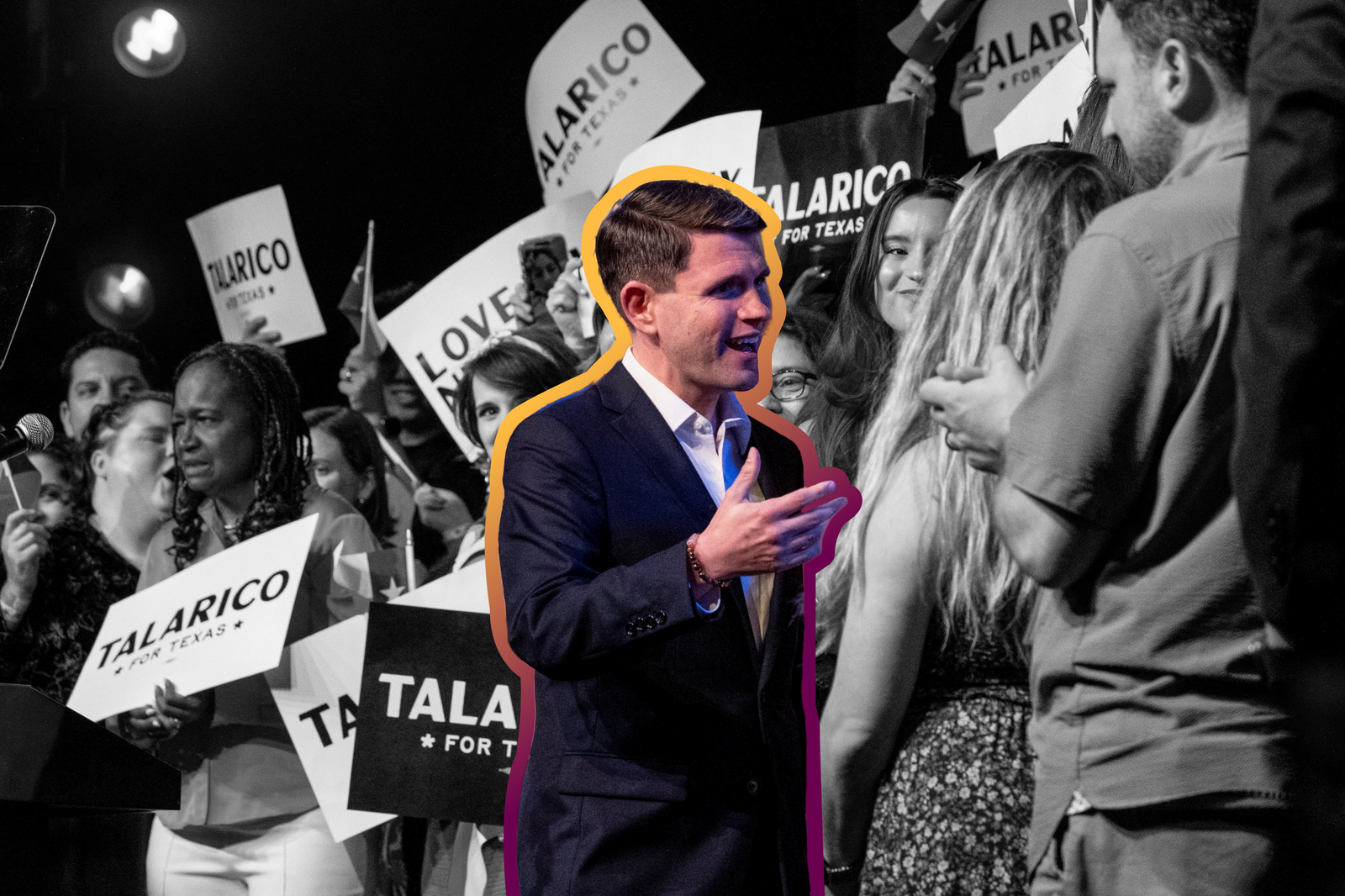 Texas Senate candidate James Talarico (D) attends his primary election night party in Austin, Texas | REUTERS/Joel Angel Juarez, edited by Russell Nystrom