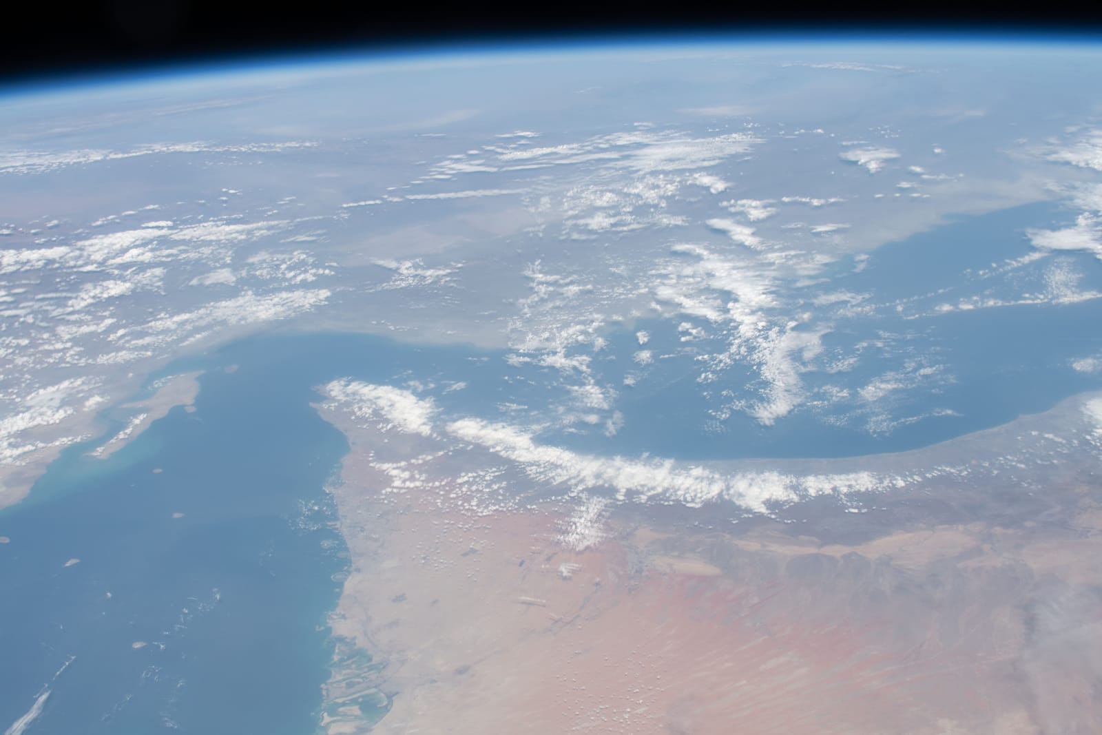 A photo of the Strait of Hormuz taken from the International Space Station