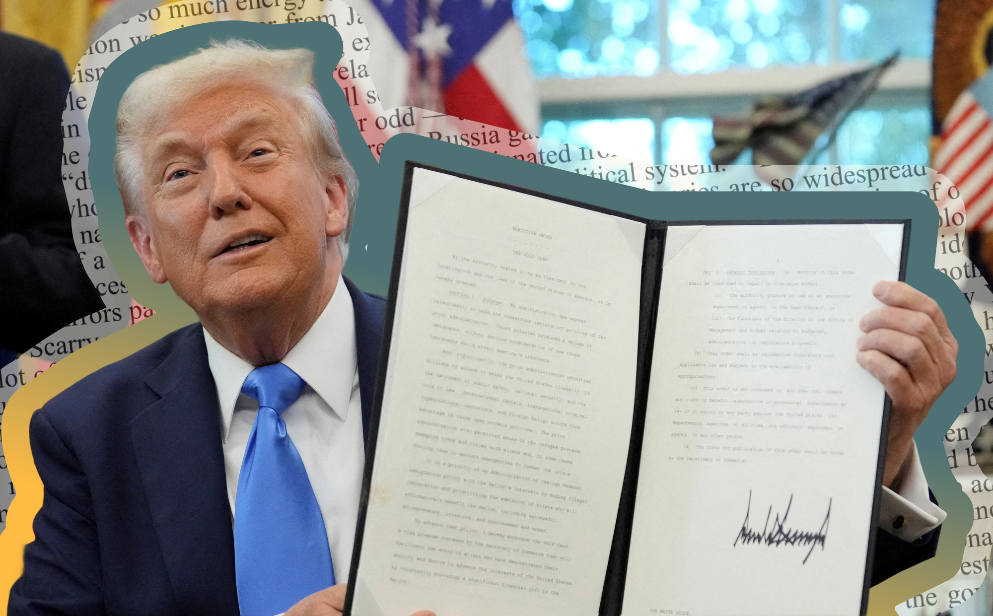  President Donald Trump displays a signed executive order | REUTERS/Ken Cedeno, edited by Russell Nystrom
