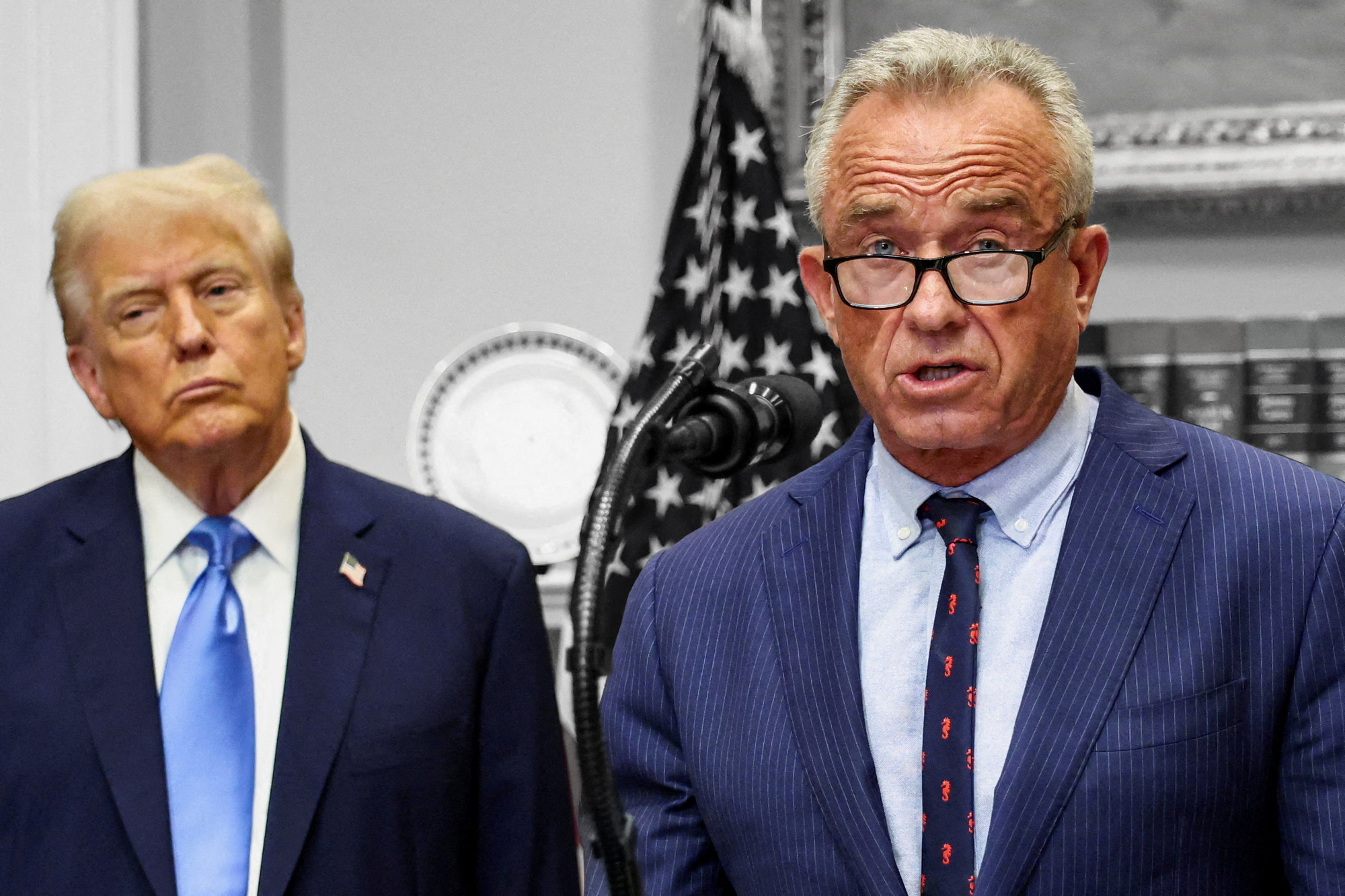 President Donald Trump and HHS Secretary Robert F. Kennedy Jr. at a White House press conference | REUTERS/Kevin Lamarque, edited by Russell Nystrom