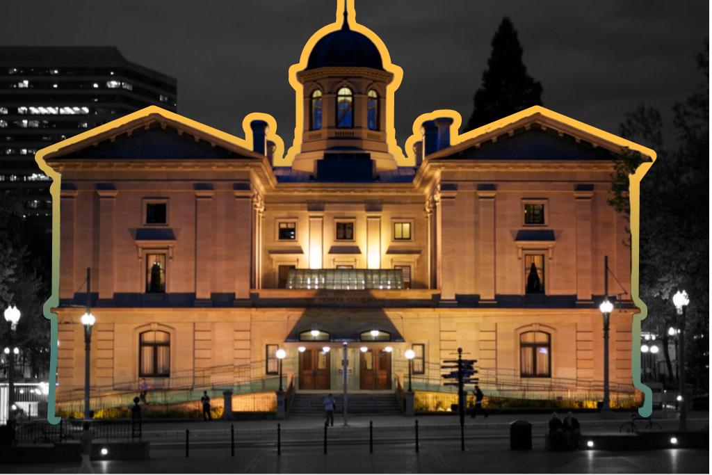 Pioneer Courthouse in Portland, OR | Colby Aley, Flickr; edited by Russell Nystrom