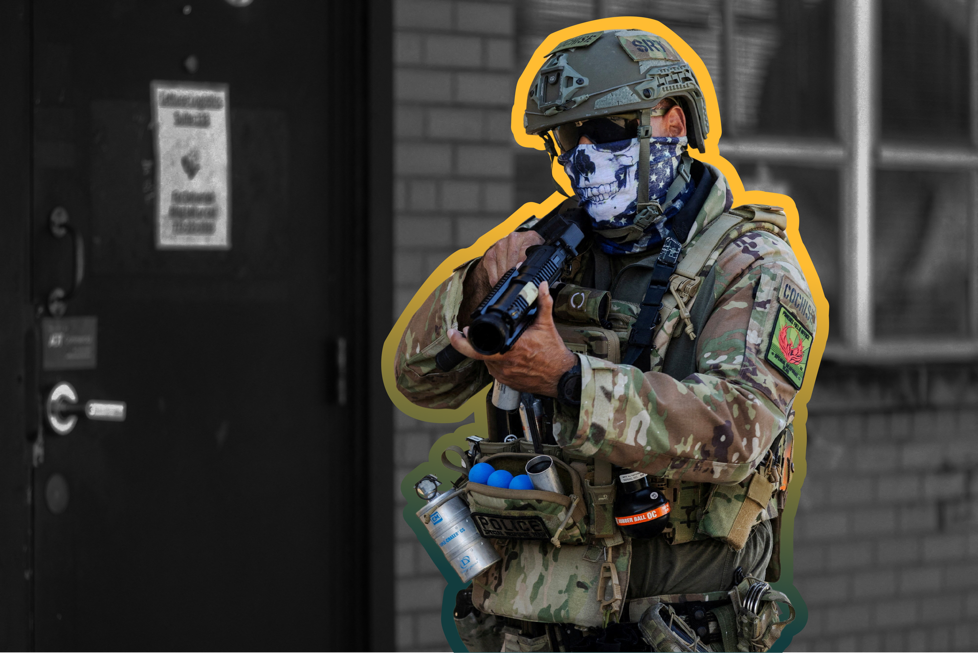 A federal agent at an ICE facility in Broadview, Illinois | REUTERS/Jim Vondruska, edited by Russell Nystrom