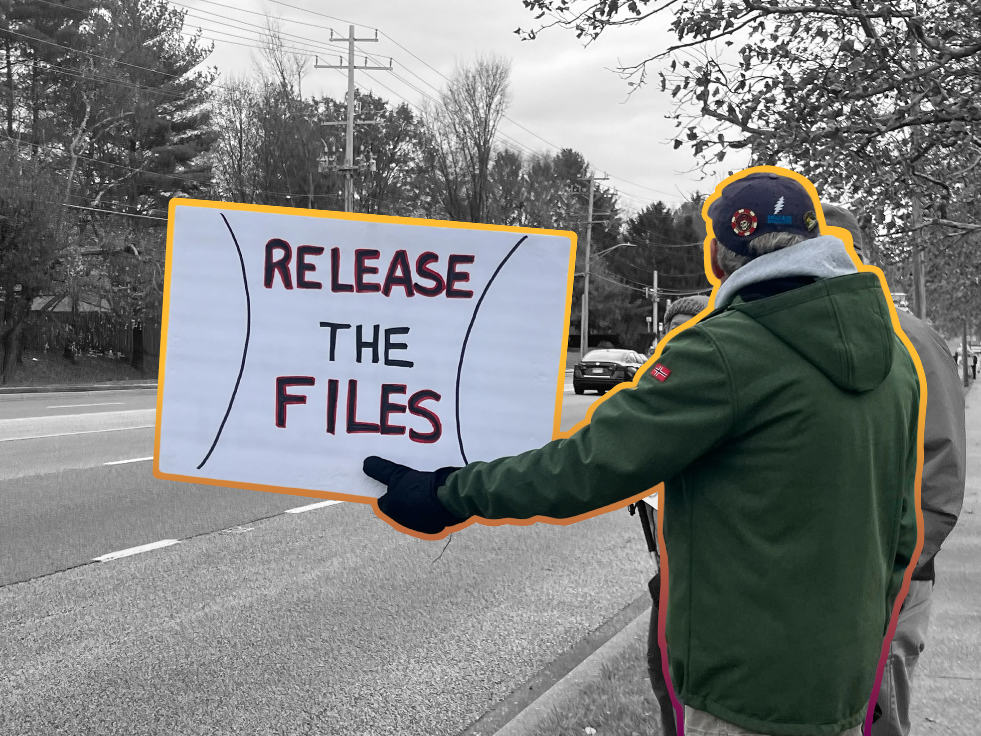 Protesters in Owings Mills, MD | Photo by Robyn Stevens Brody/Sipa USA, edited by Russell Nystrom