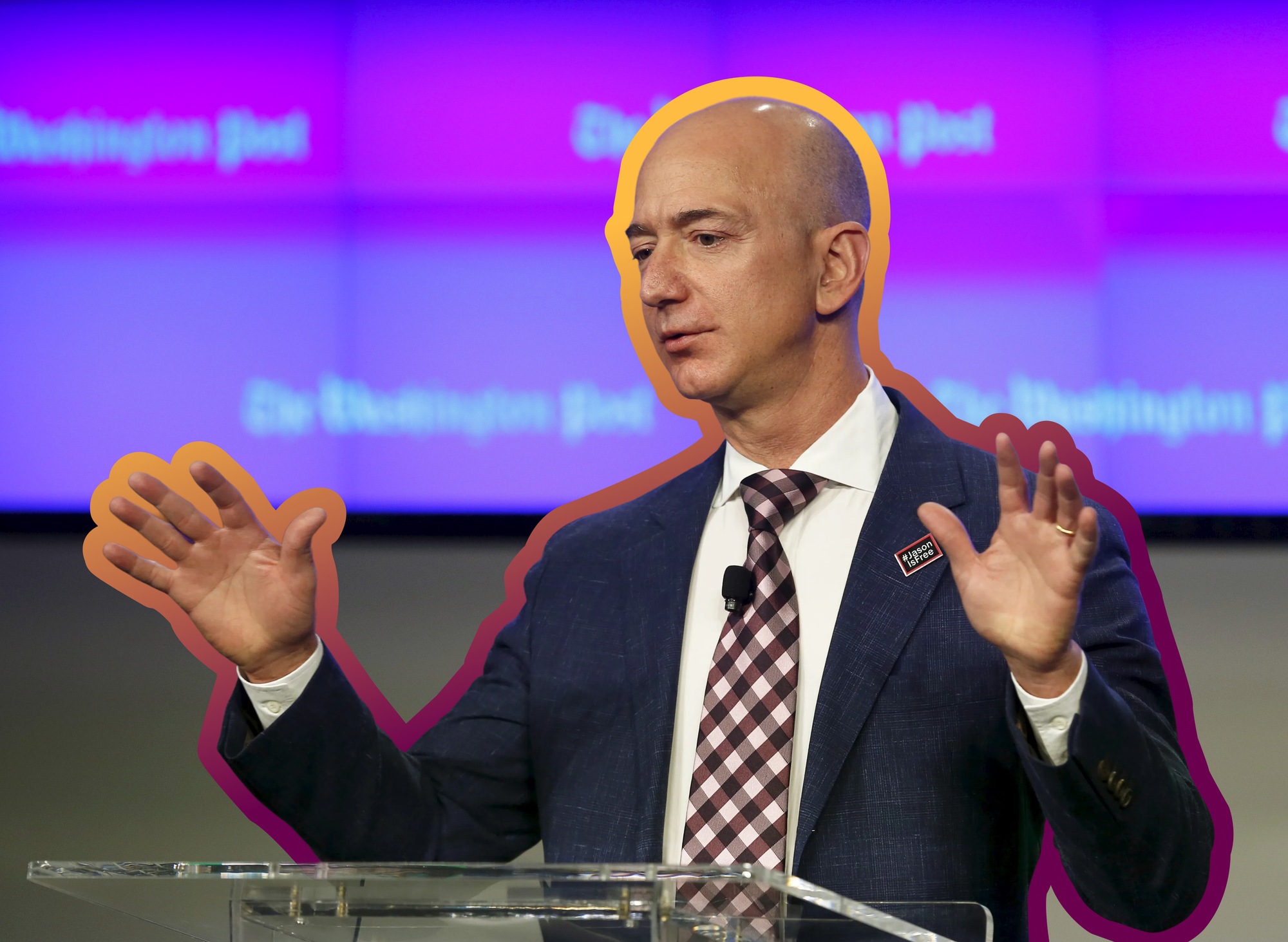 Jeff Bezos delivers remarks at the grand opening of the Washington Post newsroom — January 28, 2016 | REUTERS/Gary Cameron, edited by Russell Nystrom