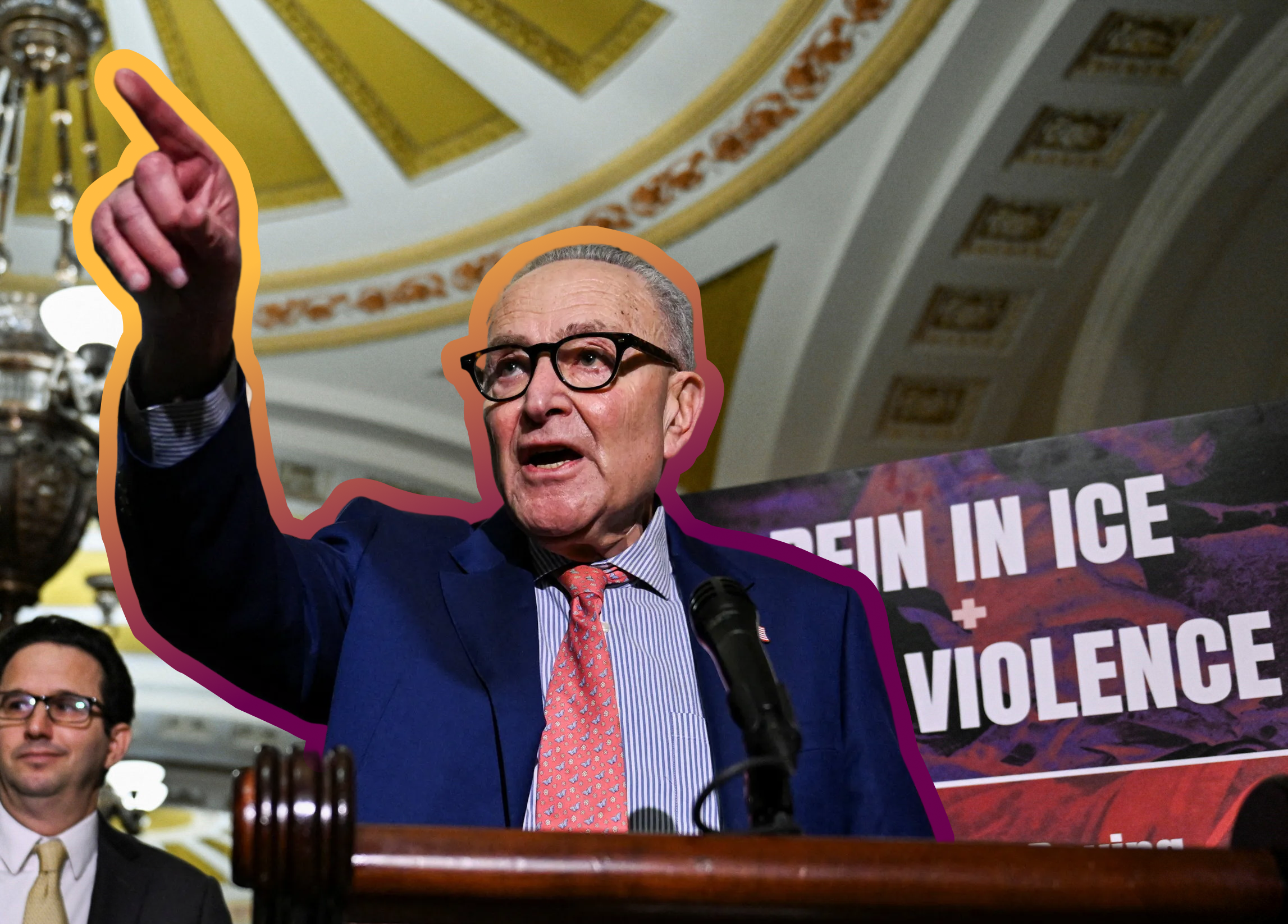 U.S. Senate Minority Leader Chuck Schumer (D-NY) takes questions at a press conference following the Democratic weekly policy lunch on Capitol Hill — February 3, 2026
