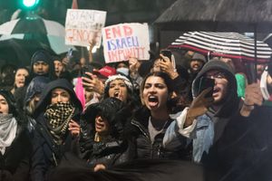 The explosion at a Gaza hospital.