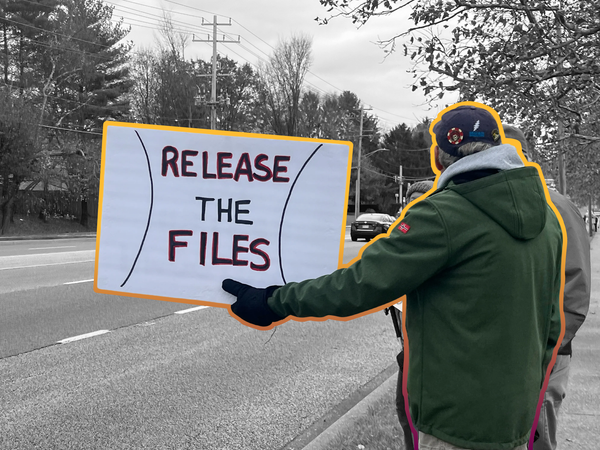 Protesters in Owings Mills, MD | Photo by Robyn Stevens Brody/Sipa USA, edited by Russell Nystrom