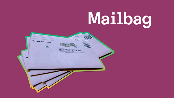 A graphic of stacked letters. 