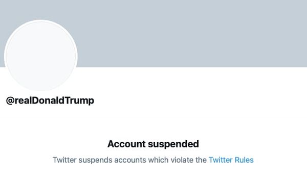 Trump banned from Twitter.