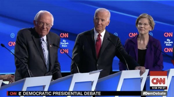 The field turns on Elizabeth Warren, Bernie is "wolverine." 