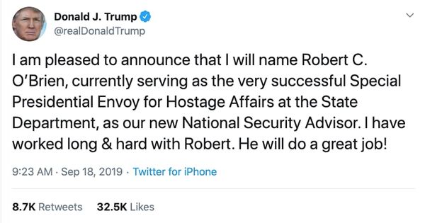 UFOs are real and a new Trump team member.