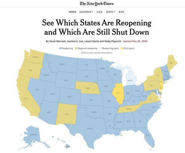 Every U.S. state has now eased lockdown restrictions. 